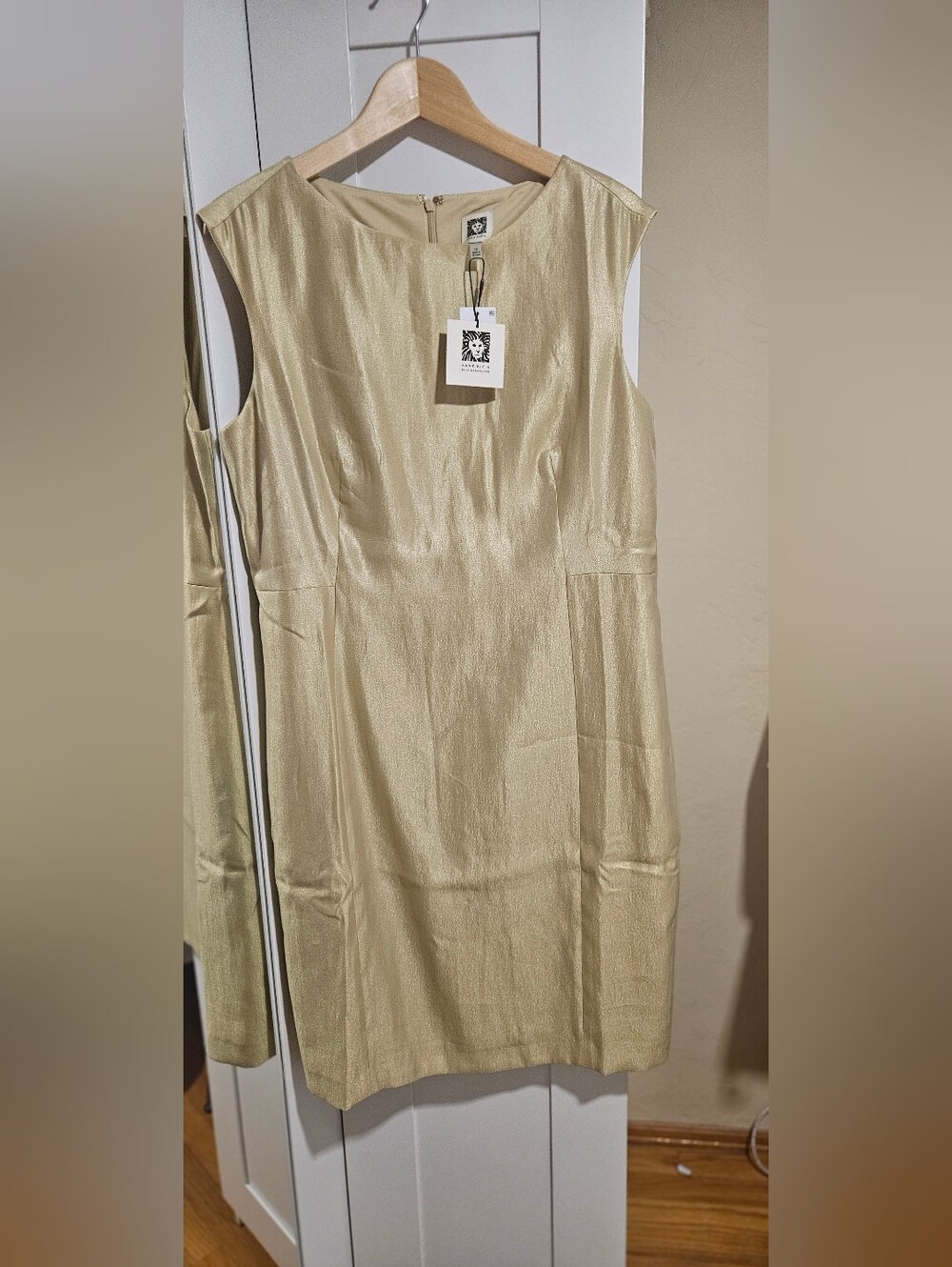 Calvin Klein Shimmery Gold Sleeveless Sheath Dress And Blazer